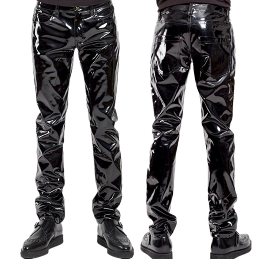 Motorcycle Gear For Men - Shiny PVC Latex Trousers Men Motorcycle